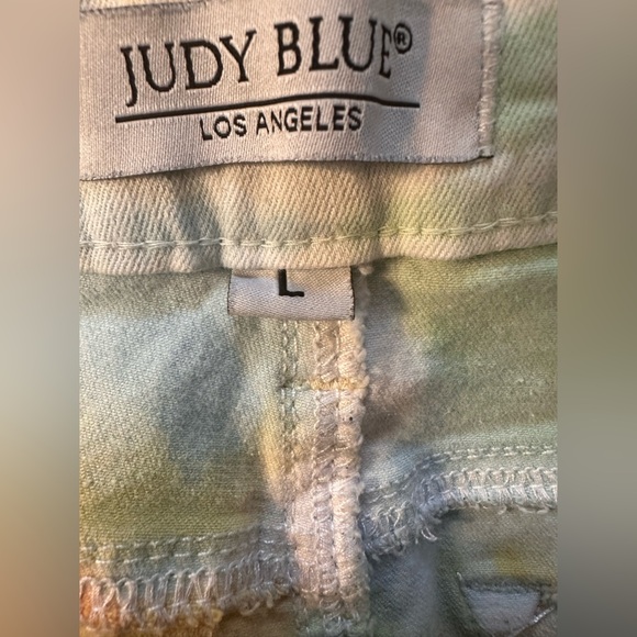 Judy Blue Womens Cut Off Swirl Tie Dye Denim Shorts Stretch Rainbow Large - Picture 5 of 7